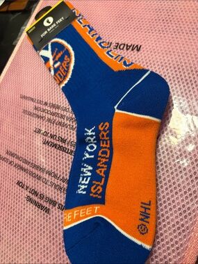 For Bare Feet New York Islanders Crew Socks - Blue & Orange youth women/men 1-6